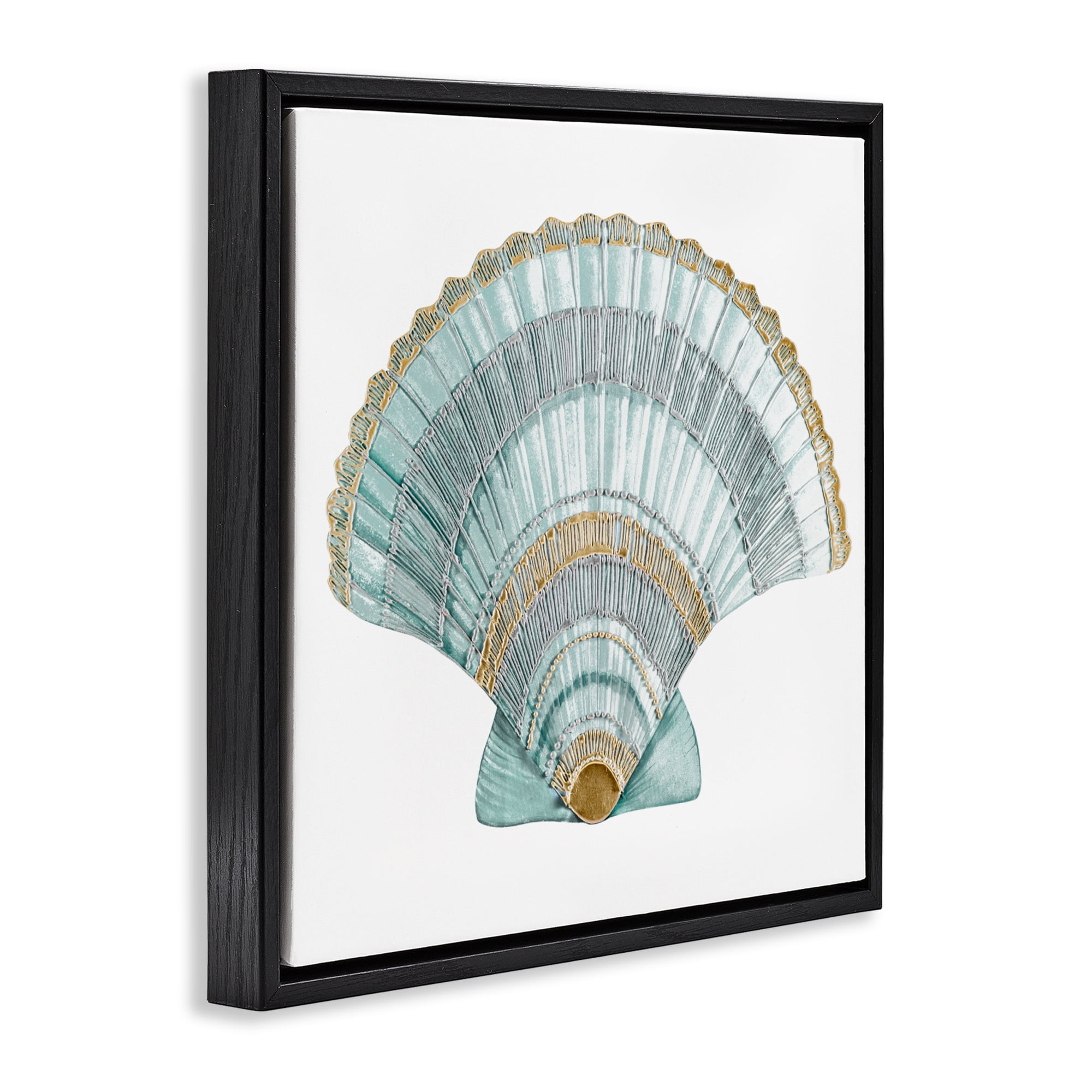 Stupell Industries Regal Shells Scallop Black Framed Floater Canvas Wall Art, design by Lorenzo Collective