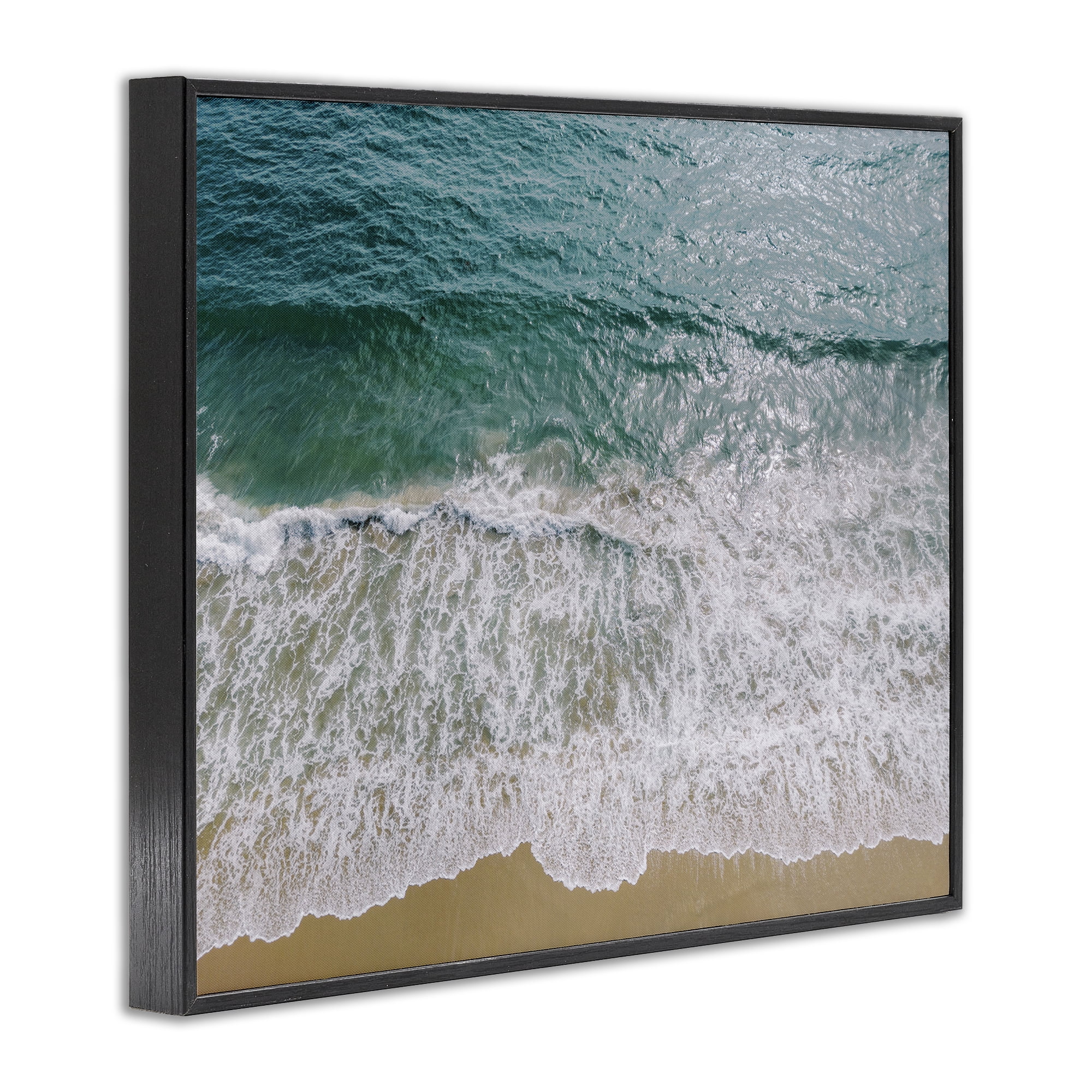 Stupell Industries Coastal Sea Waves Landscape Photography Black Framed Art Print Wall Art, 30 x 24