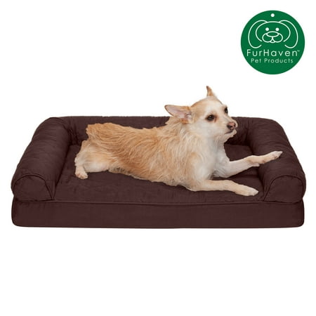 FurHaven | Orthopedic Quilted Sofa Pet Bed for Dogs & Cats, Coffee, Medium