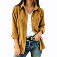 thumbnail image 2 of ClodeEU Women's Corduroy Long Sleeve Button Shirt Jacket,Casual Loose Fit Fall Outerwear ,Women's Plus L, 2 of 7