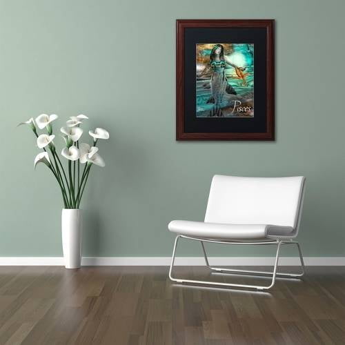 Trademark Fine Art "Art Nouveau Zodiac Pisces" Canvas Art by Color Bakery Black Matte, Wood Frame