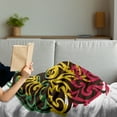 thumbnail image 3 of Rasta Soft Flannel Fleece Throw Blanket, Ethiopian Culture Wild Lion Head Grunge Style Flag Colors, Cozy Plush for Indoor and Outdoor Use, 50" x 60", Marigold Brown, by Ambesonne, 3 of 5