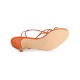 thumbnail image 5 of BLISSFUL STEP Women's Shoes Strappy Slingback Kitten Heel Sandals Orange 8, 5 of 8