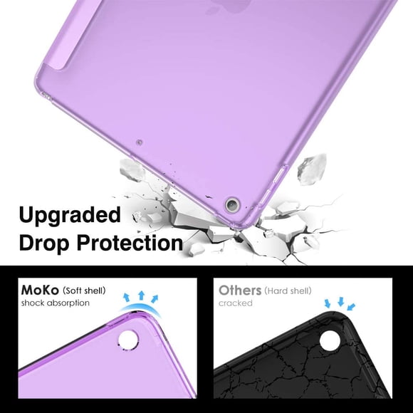 MoKo Case Fit New iPad 10.2 2019 (10.2 inch) - iPad 7th Generation 2019 Case with Stand, Soft TPU Translucent Frosted