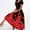 Red, variant on White Fit & Flare Dress for Women Short Sleeve formal Dresses for Women Floral Round Neckline Summer Boho Dresses XL