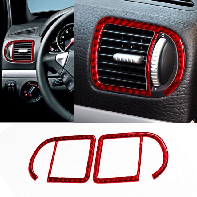 Real Bright Soft Car Interior Carbon Fiber Sticker Decoration2Pcs For Porsche Cayenne Sport Red Carbon Fiber Side Air Vent Outlet CoverAuto Car Protection Interior Accessories