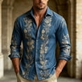 thumbnail image 5 of Yaoyar Mens Hawaiian Floral Long Sleeve Shirt Tropical Button Down Printed Aloha Shirts Wedding Beach Vacation with Pocket, 5 of 5
