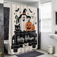 thumbnail image 4 of Halloween Shower Curtain - Water Repellent Fabric Shower Curtains Washable, Funny Ghost Pumpkins Black Cat Truck Spooky Decorative Polyester Cloth Bathroom Curtains Modern Bath Decor 72"x72", 4 of 8