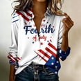 thumbnail image 6 of Atogsazn 4th of July Satin Silk Shirt for Women Dress Casual Button Down Long Sleeve Shirts Blouse Tops Outfit White XXL Fashion, 6 of 6