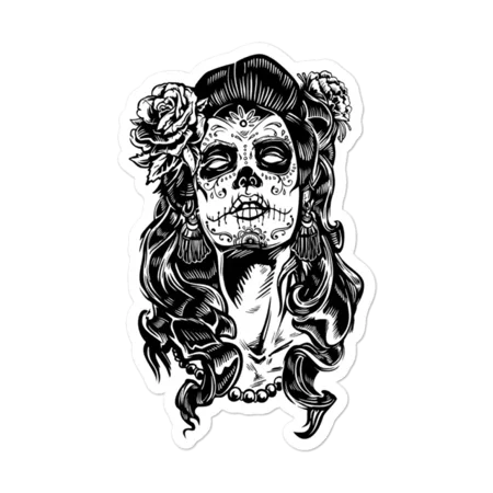 Muerte Day Of The Dead Sticker Scary Halloween Decor Horror Phone Decal Water Bottle Stickers Car Decals, Laptop Sticker
