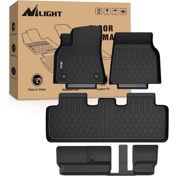 Nilight TPE Floor Mats for Tesla Model Y 7 Seater 2020 2021 2022 2023 2024 2025 All Weather Custom Fit Heavy Duty Floor Liners