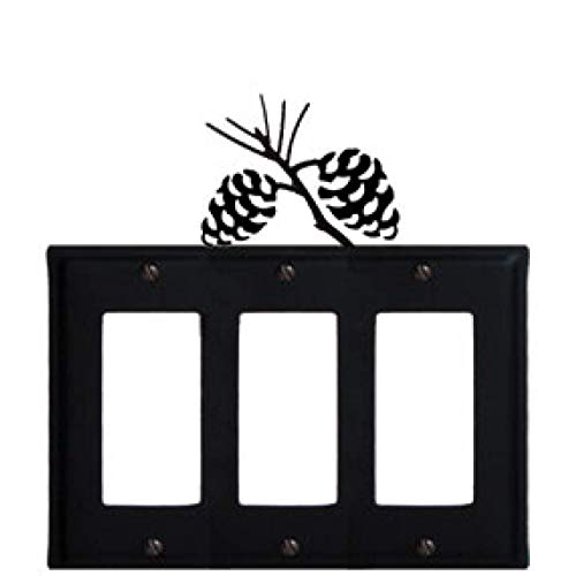 Village Wrought Iron Eggg89 8 Inch Pinecone Triple Gfi Cover, Black