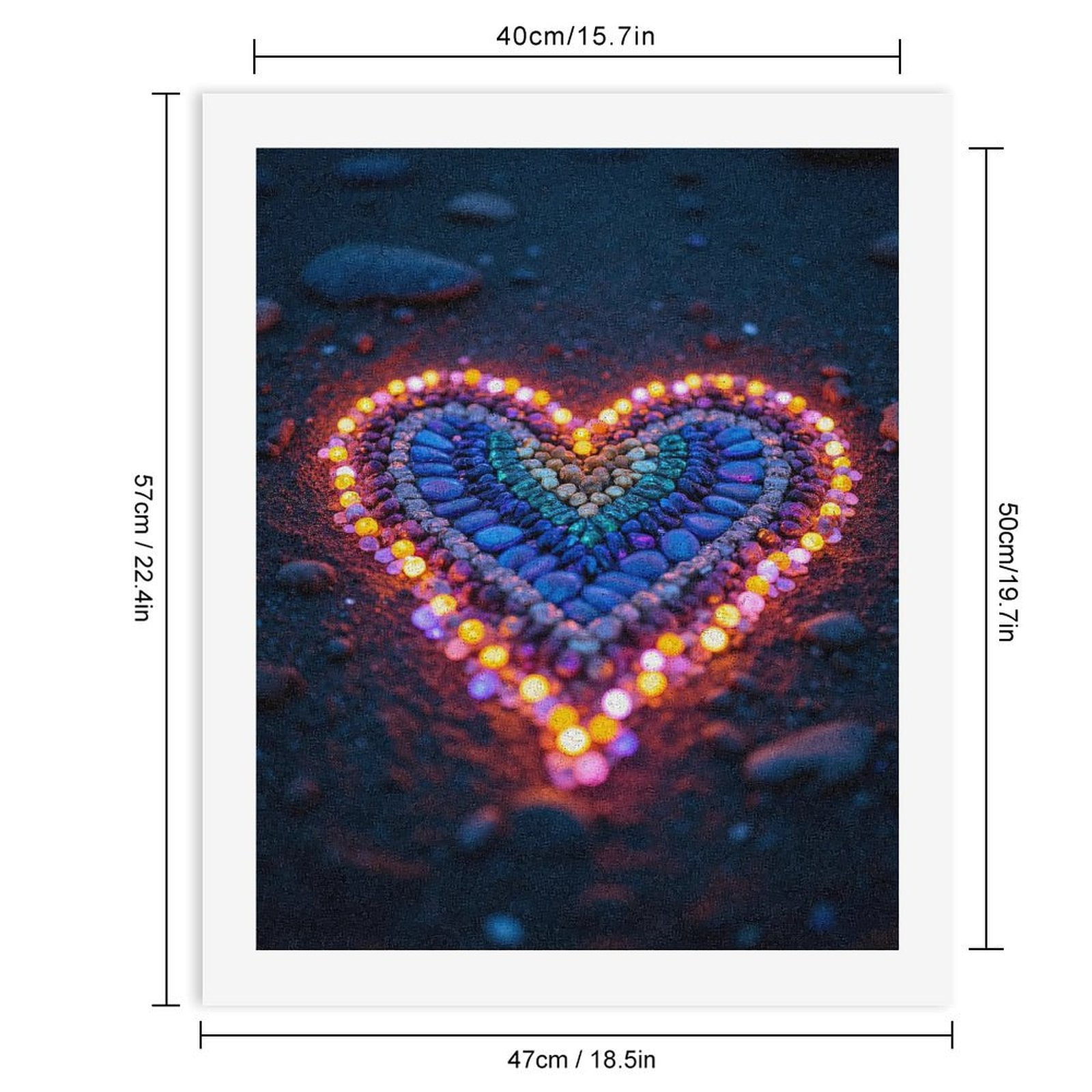 Paint By Numbers Kit for Adults Beginner - DIY Illuminated Heart Pebbles Art Canvas Painting Kits for Adults, Frameless Paint By Number for Adults for Home Wall Decor 16x20 Inch