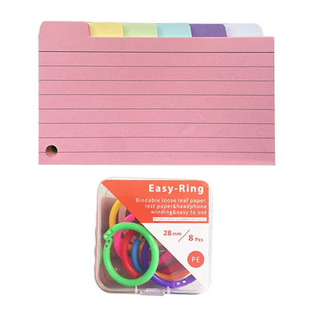 Ruled Index Cards Flash Cards for Studying Colored Index Cards Study Cards 150 Pcs Lined Colored Index Flashcards and 1 Piston Rings for and School Suplplies