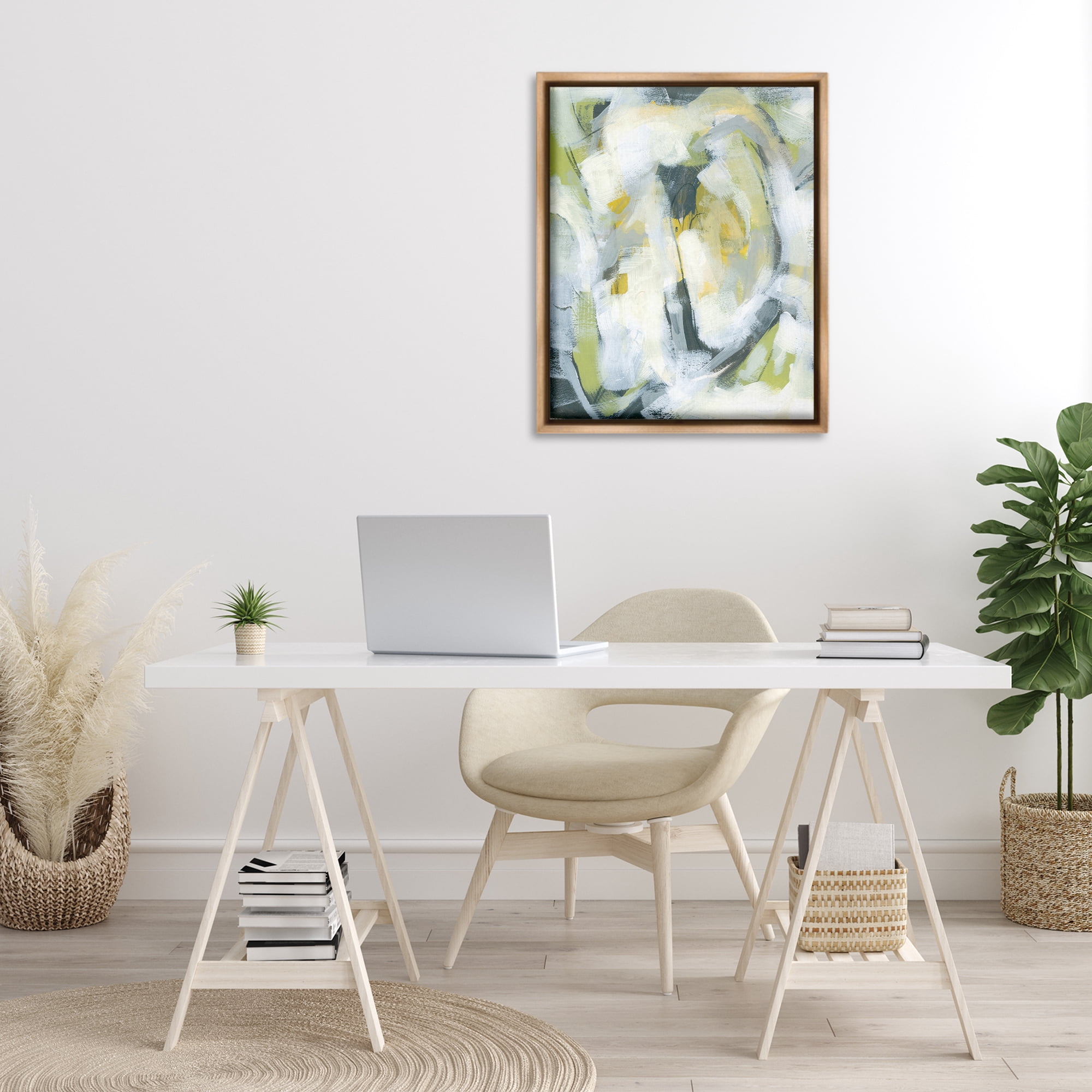 Stupell Industries Complex Abstract Distortion Abstract Painting Brown Floater Framed Canvas Art Print Wall Art, 25 x 31