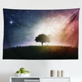 thumbnail image 1 of Space Tapestry, Night Sky on Mountain Range Forest Crescent Moon Star Cosmic Infinity Astral Graphic, Fabric Wall Hanging Decor for Bedroom Living Room Dorm, 2 Sizes, Teal Black, by Ambesonne, 1 of 1