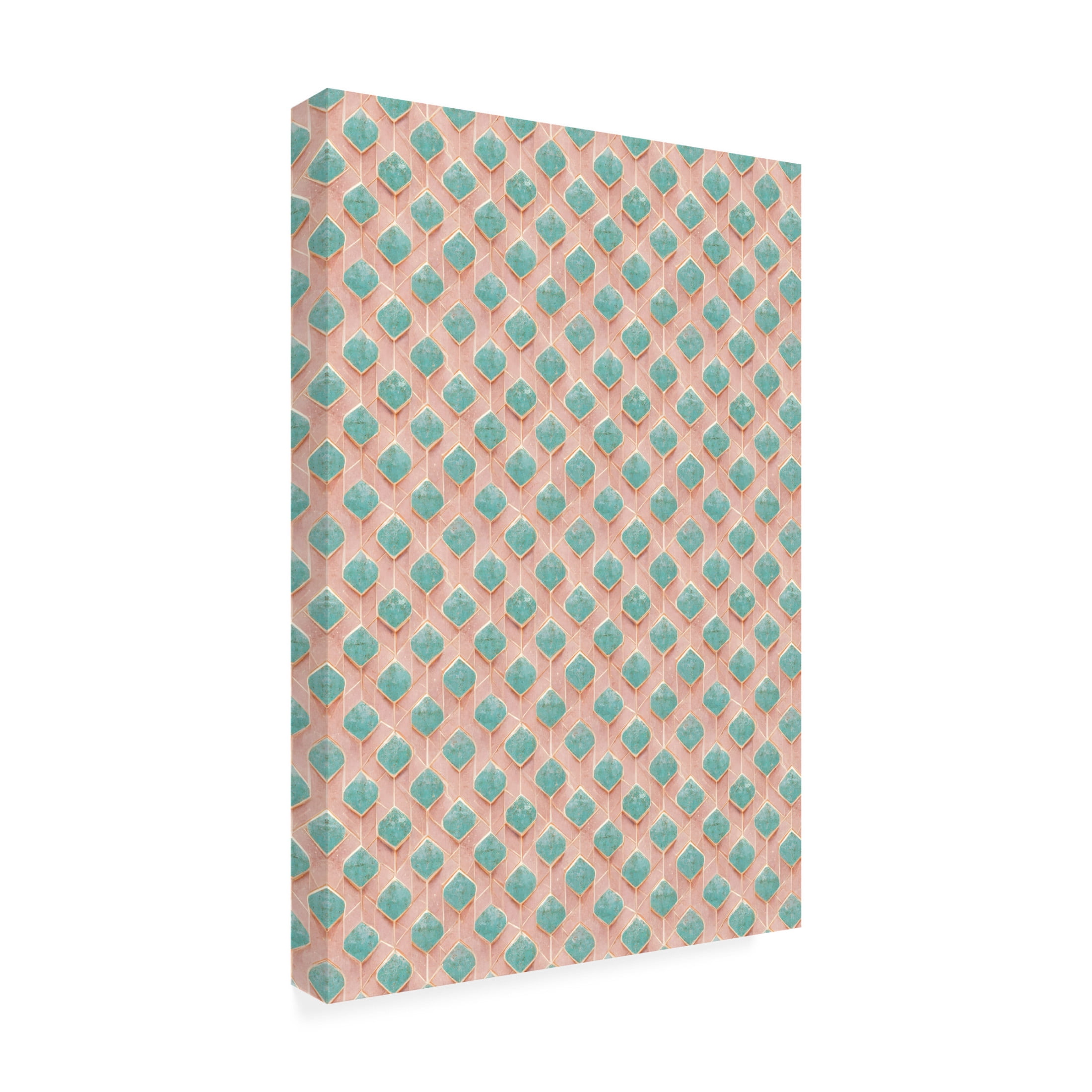 Canvas Wall Art - Treechild 'Turquoise Rhombus Pattern' Wall Art for Living Room, Bedroom, or Office D?cor by Trademark Fine Art - 16 x 24 Inches