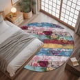 thumbnail image 3 of 3.3ft Round Rug, Vintage Floral Non-Skid Rubber Backing Large Area Rugs - Living Room Bedroom Home Office, Farmhouse Botanical Flowers Indoor Floor Mat Carpets Washable Rug, 3 of 9