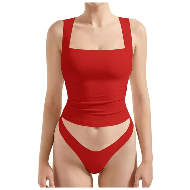 Camiseta sin mangas sexy con cuello cuadrado y espalda descubierta, tirantes ajustables, ropa de club, para mujer - XS-XL