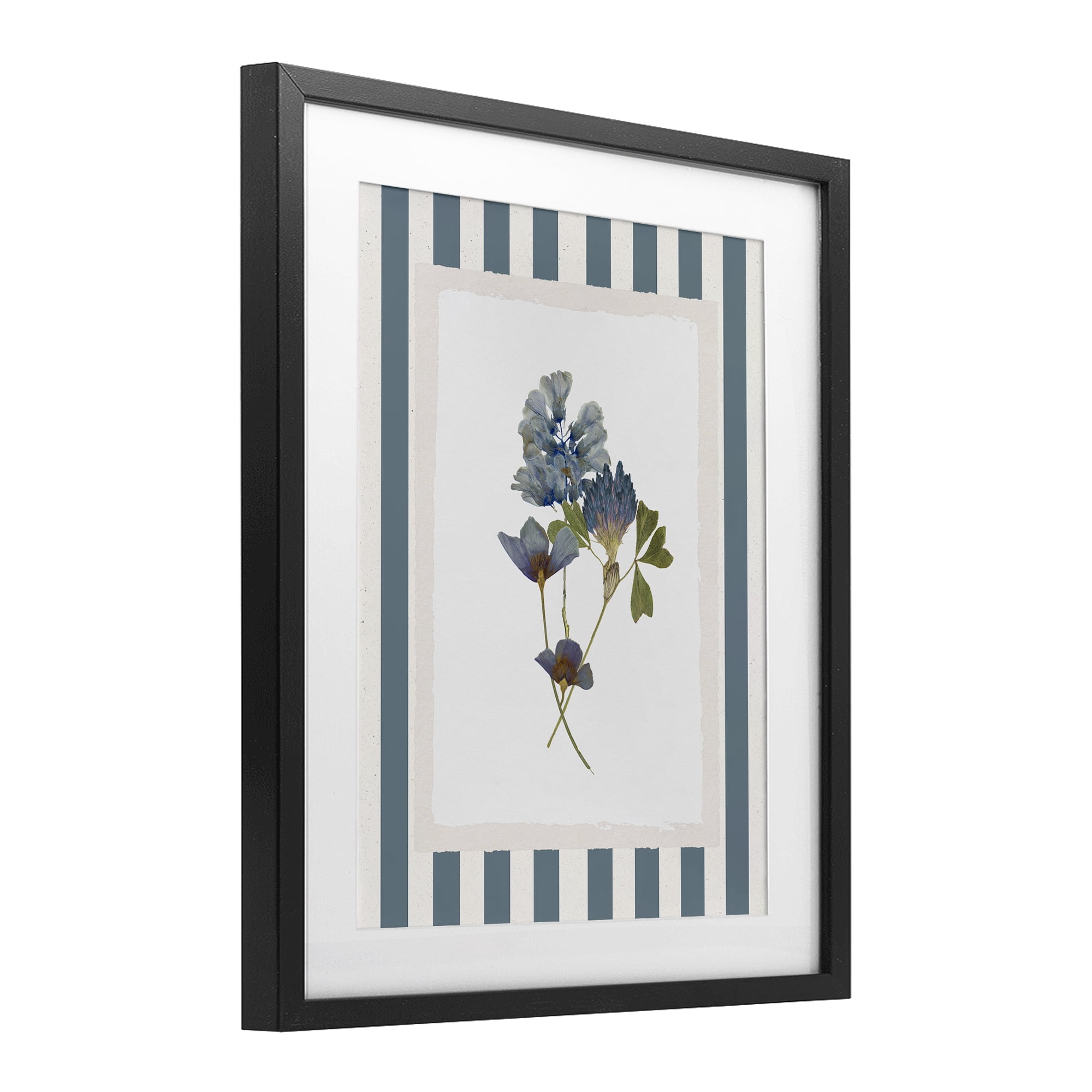 Stupell Industries Blue Summer Memory Florals Black Framed Print Under Glass, design by Val Rhodes