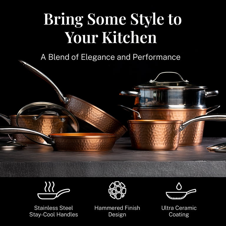 Gotham Steel Diamond Hammered 10-Piece Ceramic Cookware Set photo 8