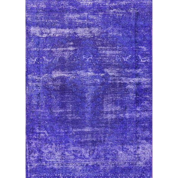 Ahgly Company Indoor Rectangle Mid-Century Modern Blue Oriental Area Rugs, Swatch Sample