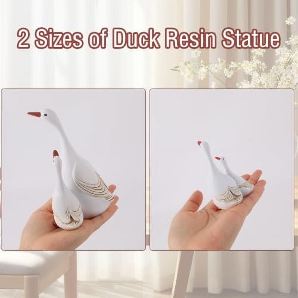 Voyyphixa White Goose Garden Statue Mother Duck and Ducklings Figurine Cute Animal Resin Sculptures for Lawn Patio Outdoor Yard Decor Table Living Room Bedroom Decoration (Large)