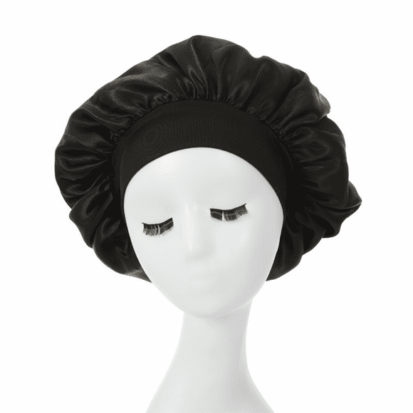 Bonnet en Soie Bonnet de Soie Bonnet de Cheveux pour Dormir Bonnet de Satin pour les Bonnets de Cheveux pour les Femmes Bonnet de Soie pour Cheveux Naturels (Noir)