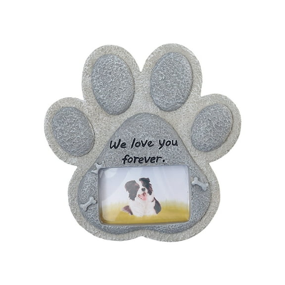 Mauxuk Paw Print Pet Memorial Grave Marker with Photo Frame - Personalized Dog or Cat Headstone for Garden - Durable Resin Plaque - Waterproof Pet Loss Gift - 6.3x5.9 Inches