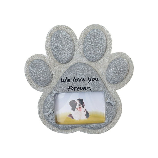 Gifts for Friends Claw Print Pet Commemorative Stone Tombstone wtih Photo Frame, Lost Pet Gift, Outdoor Dog or Cat, Personalized Commemorative Tombstone In Garden and Backyard Gifts for Dogs