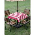 thumbnail image 5 of Outdoor Tablecloth with Umbrella Hole, Pink Striped Spillproof Waterproof Outdoor Table Cover, Modern Simple Monochrome Geometric White Patio Tablecloths for Party/Garden/Picnic, Square 54"x54", 5 of 9
