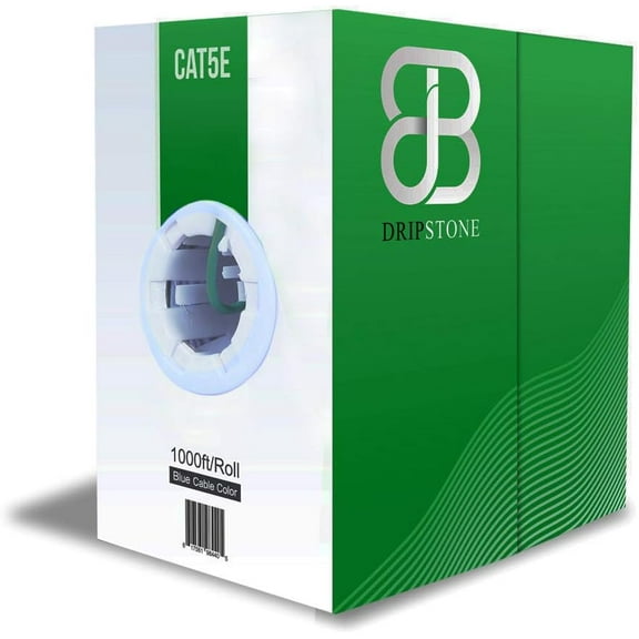 DRIPSTONE 1000ft CAT5e 4/UTP Ethernet LAN Cable 24AWG Network Wire (Green)