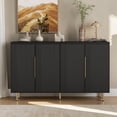 thumbnail image 2 of Hassch 56.7" Buffet Cabinet with Storage, Sideboard Cabinet with Adjustable Shelves & 4 Doors, Coffee Bar Cabinet, Credenza for Kitchen, Dining Room, Living Room, Black, 2 of 11