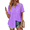 Purple, variant on Womens Button Down Shirts Lapel Short Sleeve Shirt Collared Pocketed Casual Blouses Summer Tops