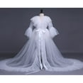 thumbnail image 3 of Robe Kimono Femme en Tulle Transparent Manches Longues Évasées Robe de Nuit Lingerie, 3 of 4