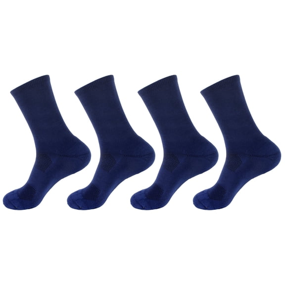 BambooMN Women's Rayon from Bamboo Athletic Cushioned Crew Socks - Navy - 4 Pairs
