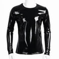 thumbnail image 2 of Men Sexy Leather T-Shirt, Plus Size S-7XL, Glossy PVC Leather, Shiny Latex Long Sleeve Coat for Male, 2 of 6