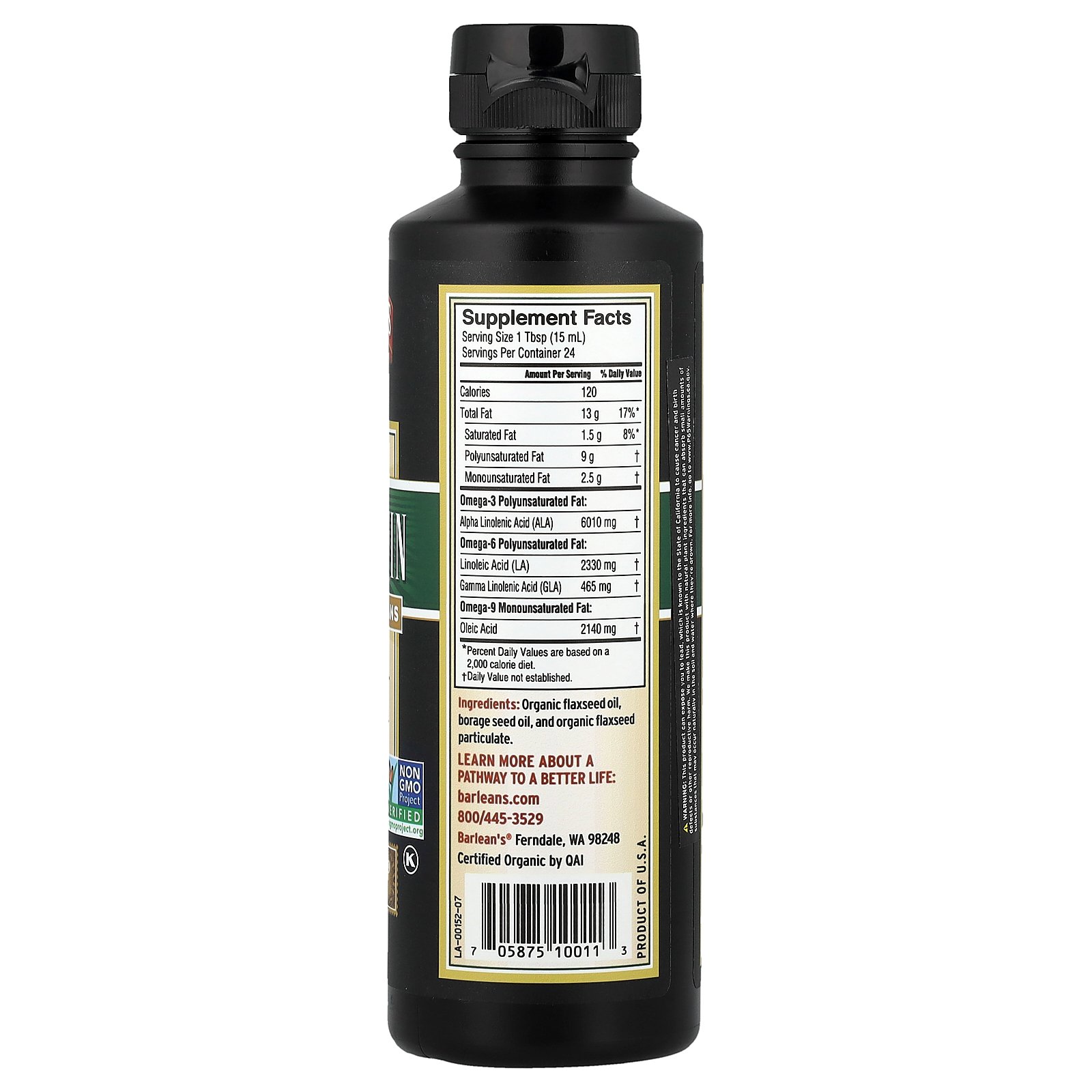 Barlean's Omega Twin with Flax Lignans, 12 fl oz (355 ml)