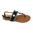 thumbnail image 3 of Victoria K Women's Fringed Denim With Pearl Studs Sandals, 3 of 4
