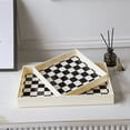 thumbnail image 1 of Bandeja de almacenamiento con rejilla de tablero de ajedrez en blanco y negro estilo crema, decoración del hogar, tocador de sala de estar, placa de acabado, 1 of 5
