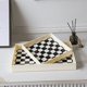 thumbnail image 1 of Bandeja de almacenamiento con rejilla de tablero de ajedrez en blanco y negro estilo crema, decoración del hogar, tocador de sala de estar, placa de acabado, 1 of 5