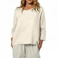 thumbnail image 1 of ManxiVoo Blouse à Coupe Décontractée pour Femmes à Manches 3 4 Col Rond Haut Léger Imprimé pour Tous les Jours Taille P Beige, 1 of 7