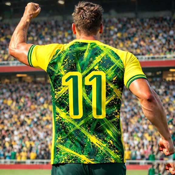 COSFO Football Mens T Shirts Mesh Short Sleeve Brazil Graphic Tees Patriotic Pullover Crew Neck Breathable Loose Fit Tops