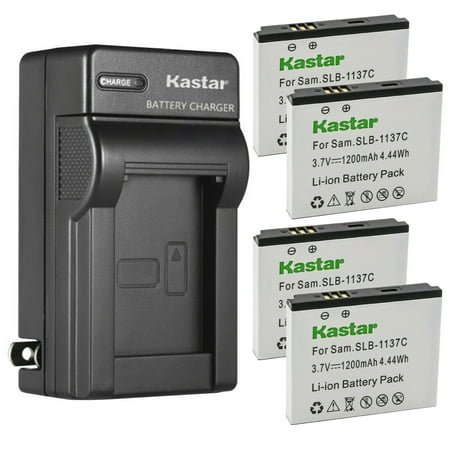 Kastar 4-Pack Battery and AC Wall Charger Replacement for Samsung SLB-1137C SLB1137C Battery Samsung i7 Samsung Digimax i7 Camera