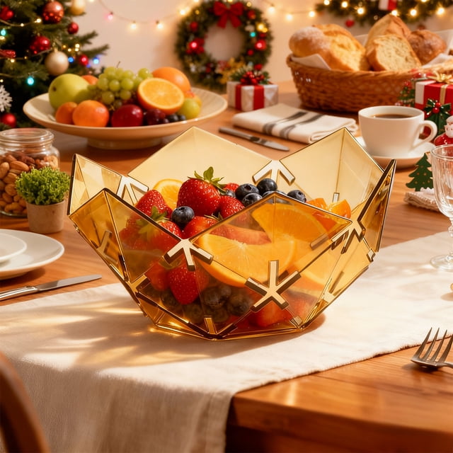 Recipiente de plástico para decoraciones navideñas, copos de nieve navideños, bandeja para frutos secos, caja de dulces concisa, recipiente para refrigerios para sala de estar, frutero de plástico, de