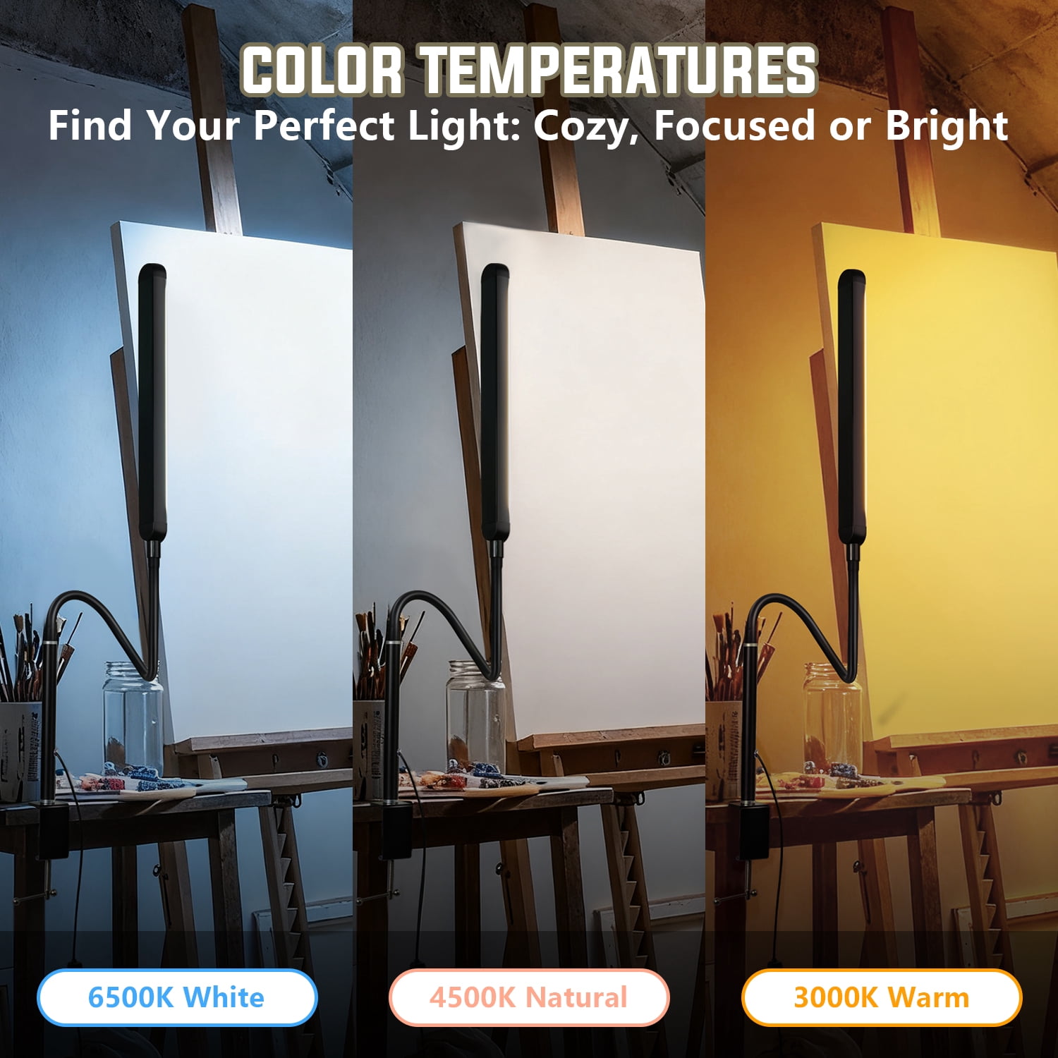 Coliware LED Desk Lamp with Clamp, Eye-Caring Clip-On Lights with 3 Modes 10 Brightness Adjustable Flexible Gooseneck, Swing Architect USB Task Table Lamps for Home Office, Work & Study Accessories