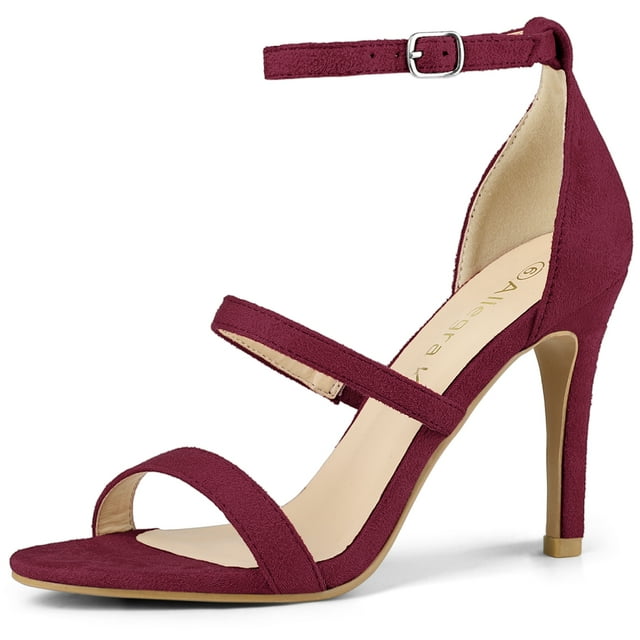 BLISSFUL STEP Women's Open Toe Triple Straps Stiletto High Heeled Sandals