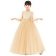 thumbnail image 4 of Ekidsbridal V-Back Flower Girl Dresses with Tulle Sleeves for Weddings Beauty Pageants Baptism Ballroom Gown 249 12, 4 of 6