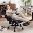 thumbnail image 4 of Hoffree Massage Heated Office Chair 500LBS Executive Office Chair with Footrest, Big and Tall Office Chair with Adjustable Headrest, Ergonomic Computer Desk Chair Reclining High Back Leather Office, 4 of 12