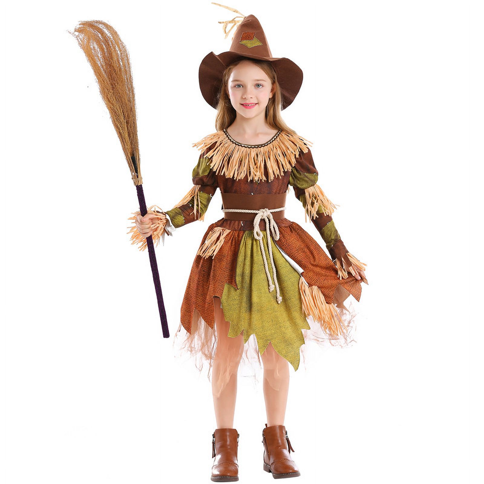 Children Girls Scary Farm Scarecrow Costume Party Dress up, 4-10Y - image 2 of 6
